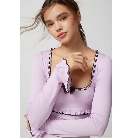 UO Out From Under Sweet Dreams Long Sleeve Mini Dress - size Small - Picture 2 of 5